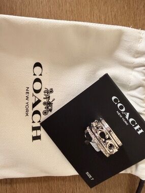 Coach Silver-Tone Decorative Stacked Ring Set